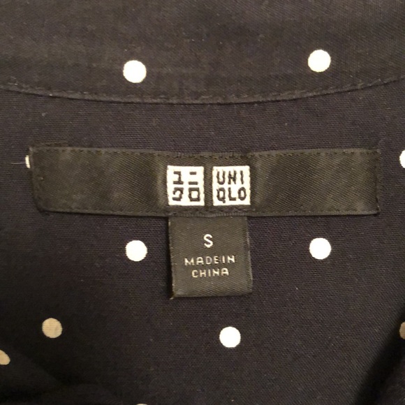 GUC Uniqlo Dark Navy Polka Dot Long Sleeve Button Down Shirt - Picture 5 of 7